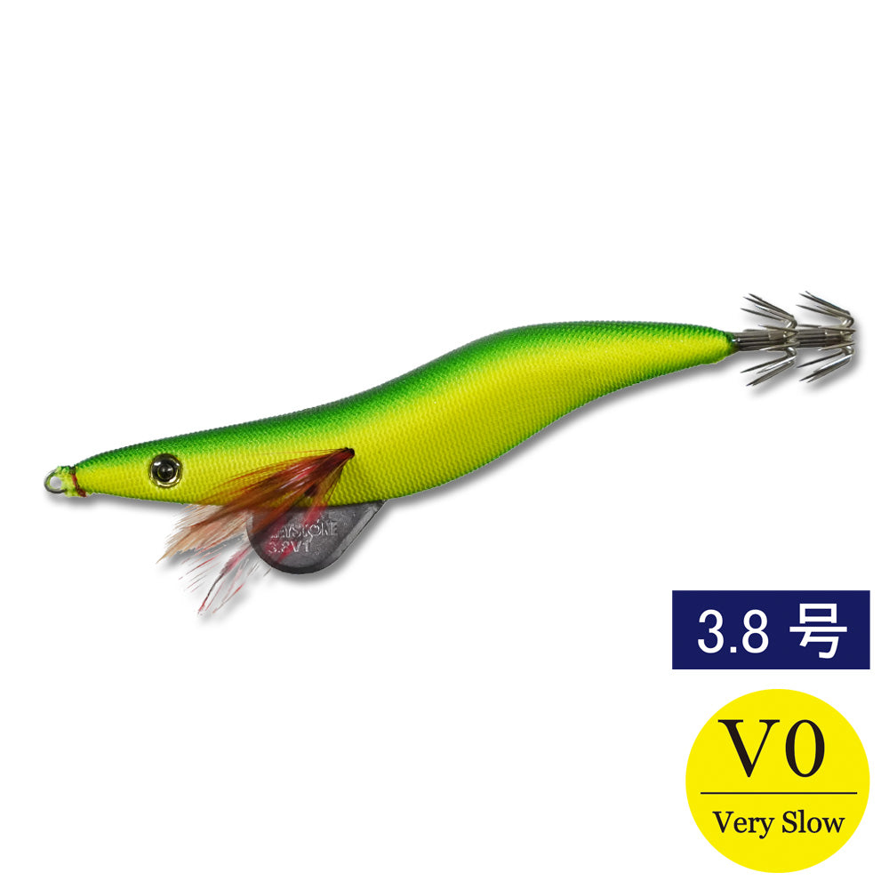 エギシャープ　3.8号V0（17g）　イエローグローベースグリーン