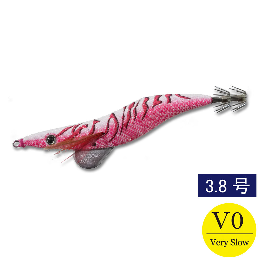 エギシャープ　3.8号V0（17g）　ピンクフルグロー赤侍レッド