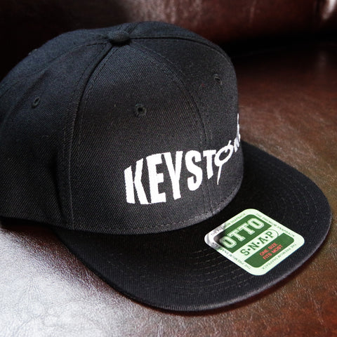 keystone logo flat cap black/black white logo